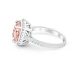 Halo Cushion Cut Engagement Ring Round Simulated Cubic Zirconia 925 Sterling Silver BA1066