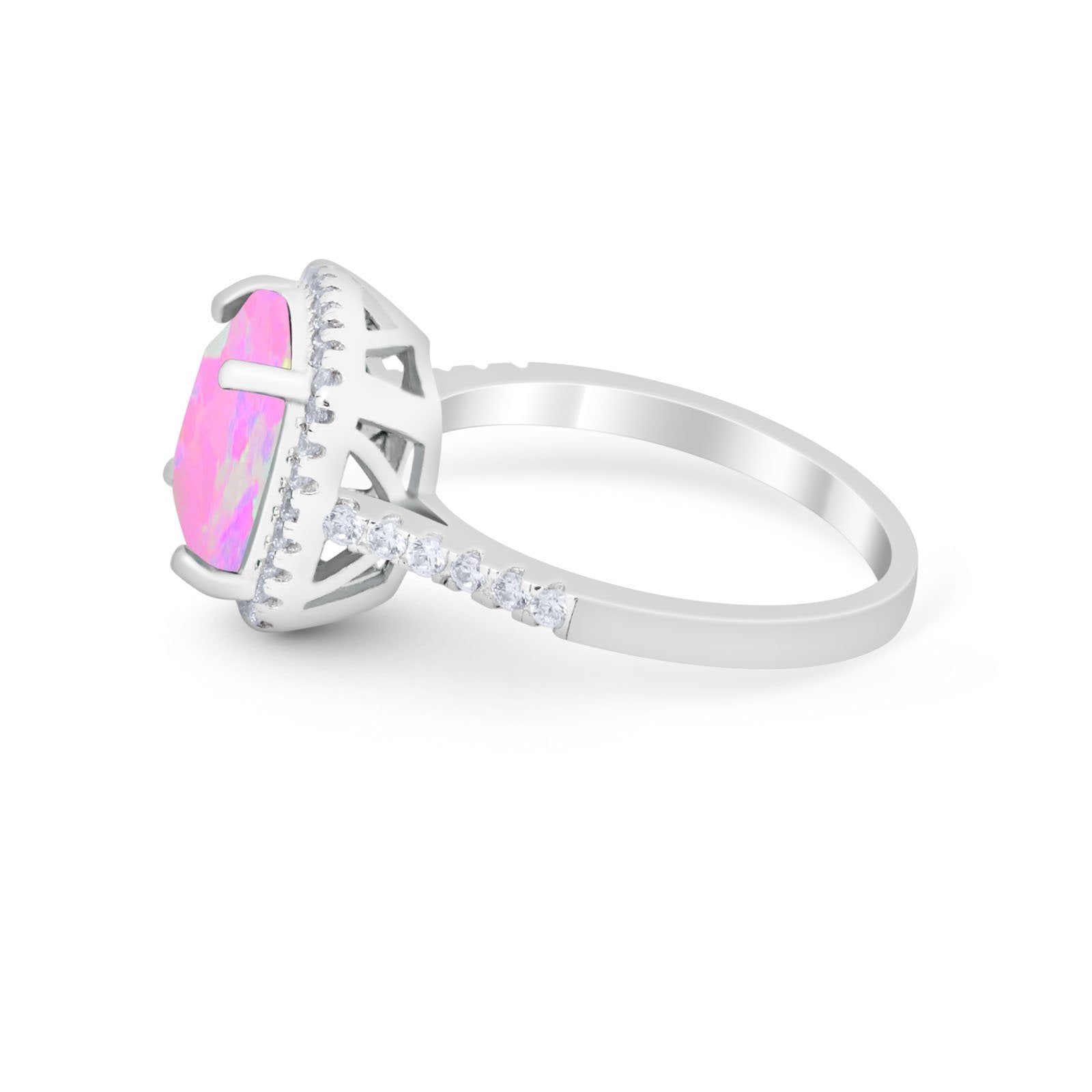 Halo Cushion Cut Engagement Ring Round Simulated Cubic Zirconia 925 Sterling Silver BA1066