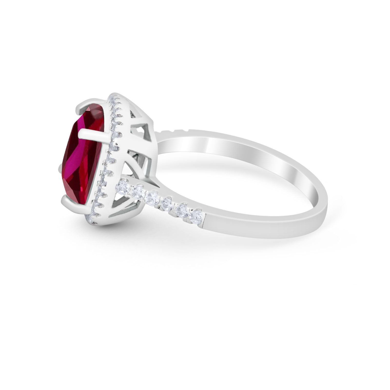 Halo Cushion Cut Engagement Ring Round Simulated Cubic Zirconia 925 Sterling Silver BA1066
