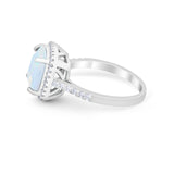 Halo Cushion Cut Engagement Ring Round Simulated Cubic Zirconia 925 Sterling Silver BA1066