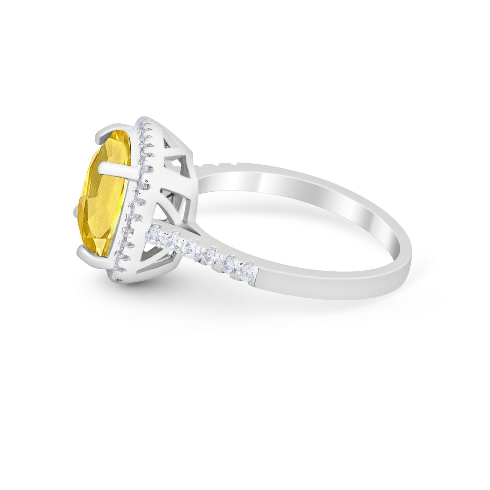 Halo Cushion Cut Engagement Ring Round Simulated Cubic Zirconia 925 Sterling Silver BA1066