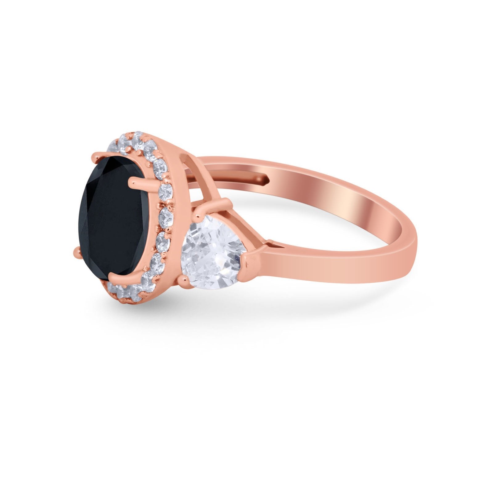 Three Stone Engagement Ring Simulated Cubic Zirconia 925 Sterling Silver BA1067