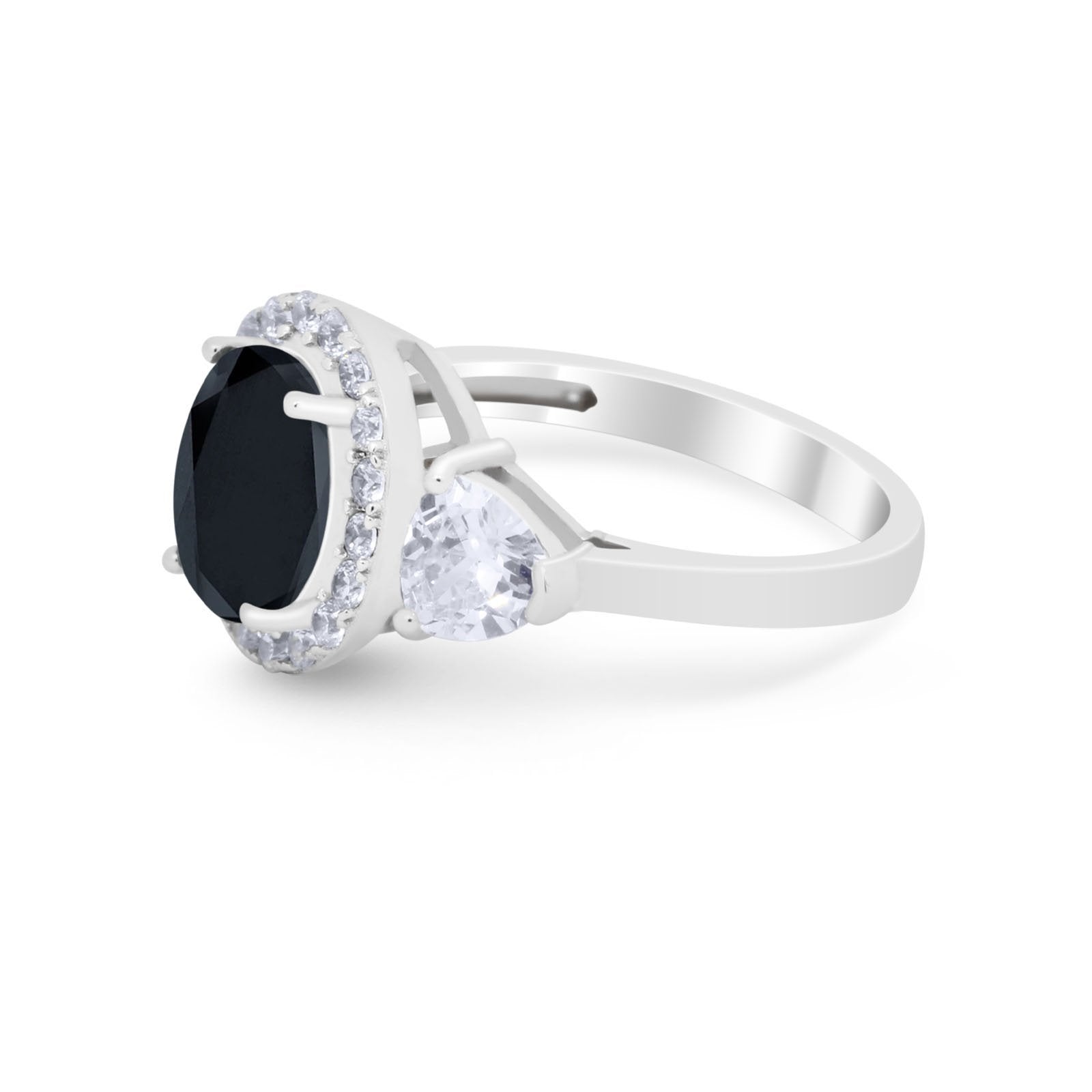 Three Stone Engagement Ring Simulated Cubic Zirconia 925 Sterling Silver BA1067