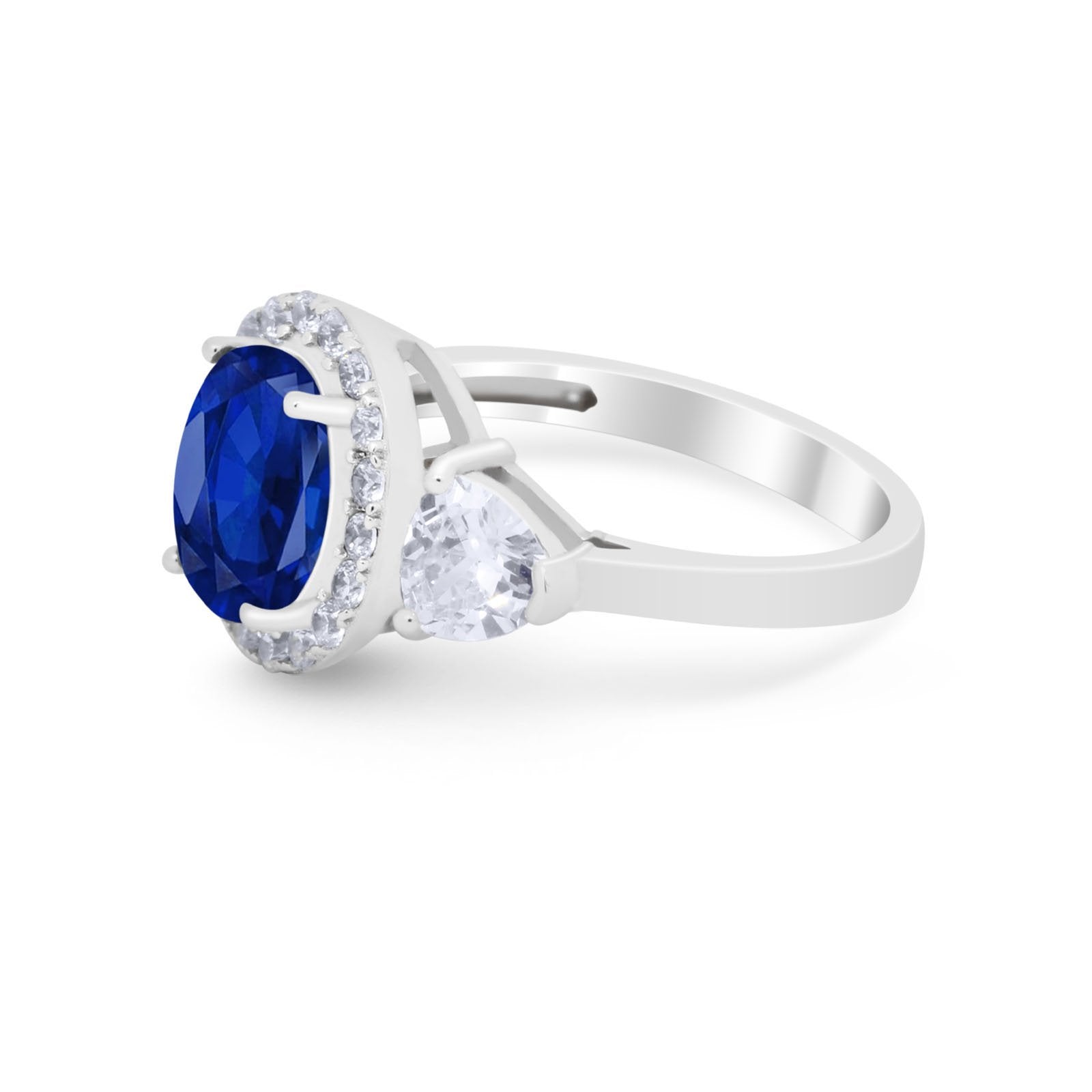 Three Stone Engagement Ring Simulated Cubic Zirconia 925 Sterling Silver BA1067