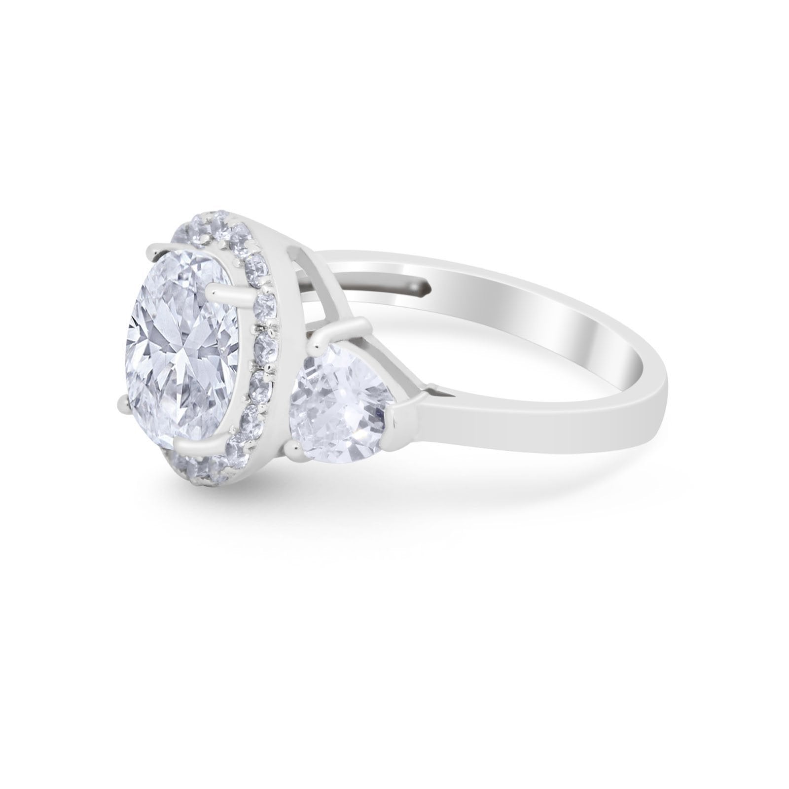 Three Stone Engagement Ring Simulated Cubic Zirconia 925 Sterling Silver BA1067