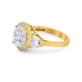 Three Stone Engagement Ring Simulated Cubic Zirconia 925 Sterling Silver BA1067