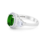 Three Stone Engagement Ring Simulated Cubic Zirconia 925 Sterling Silver BA1067