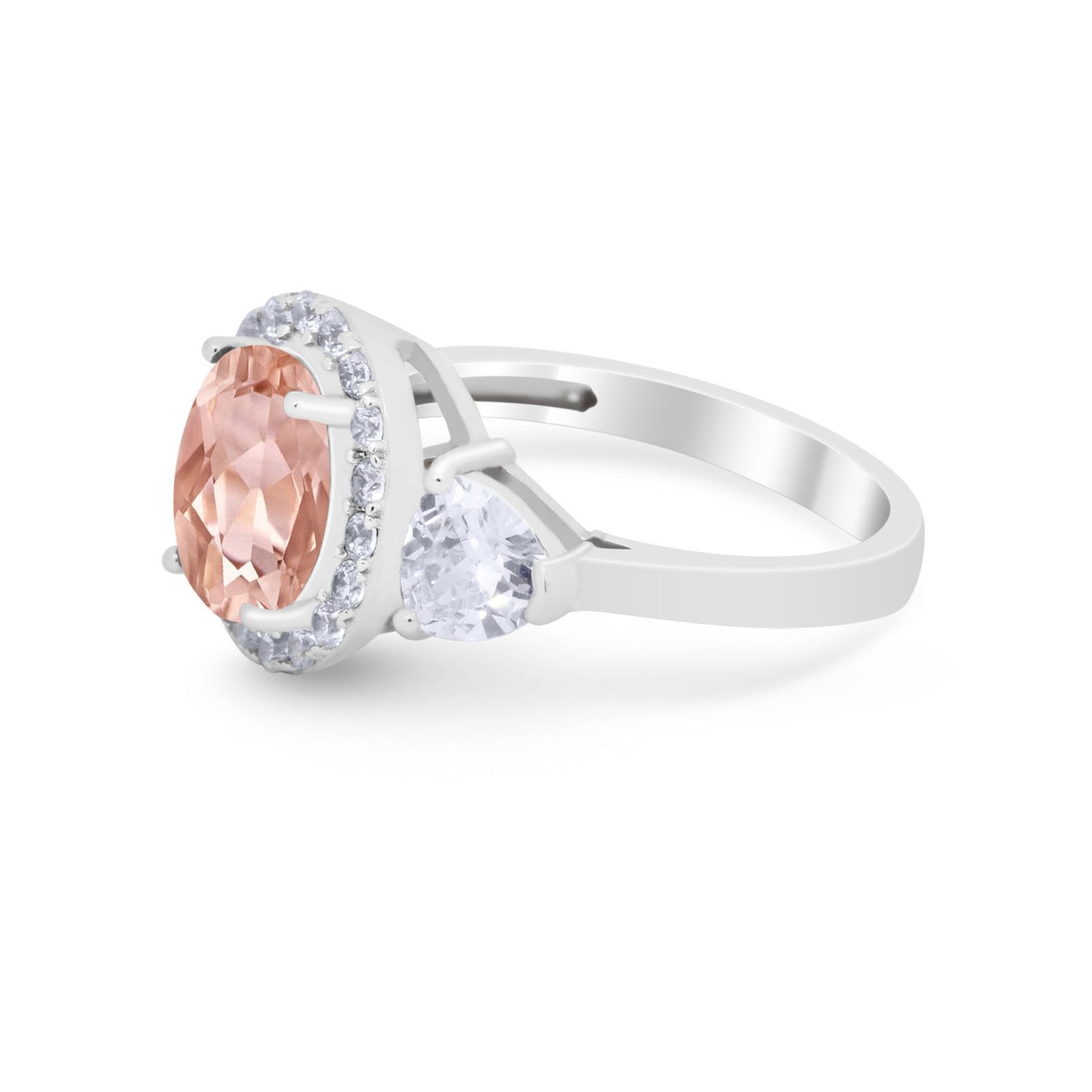 Three Stone Engagement Ring Simulated Cubic Zirconia 925 Sterling Silver BA1067