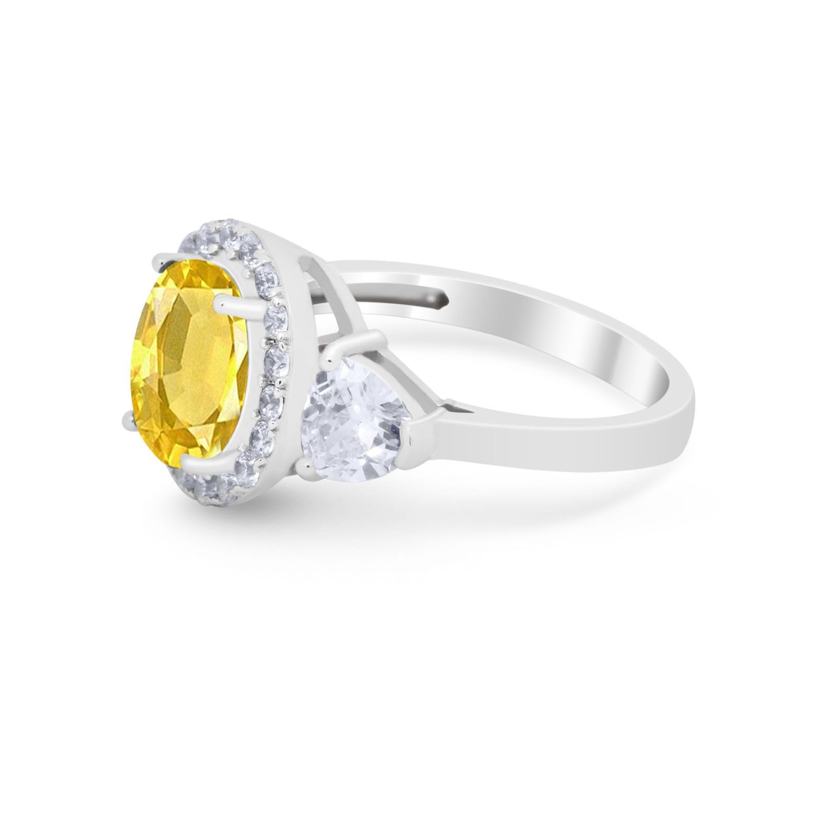 Three Stone Engagement Ring Simulated Cubic Zirconia 925 Sterling Silver BA1067