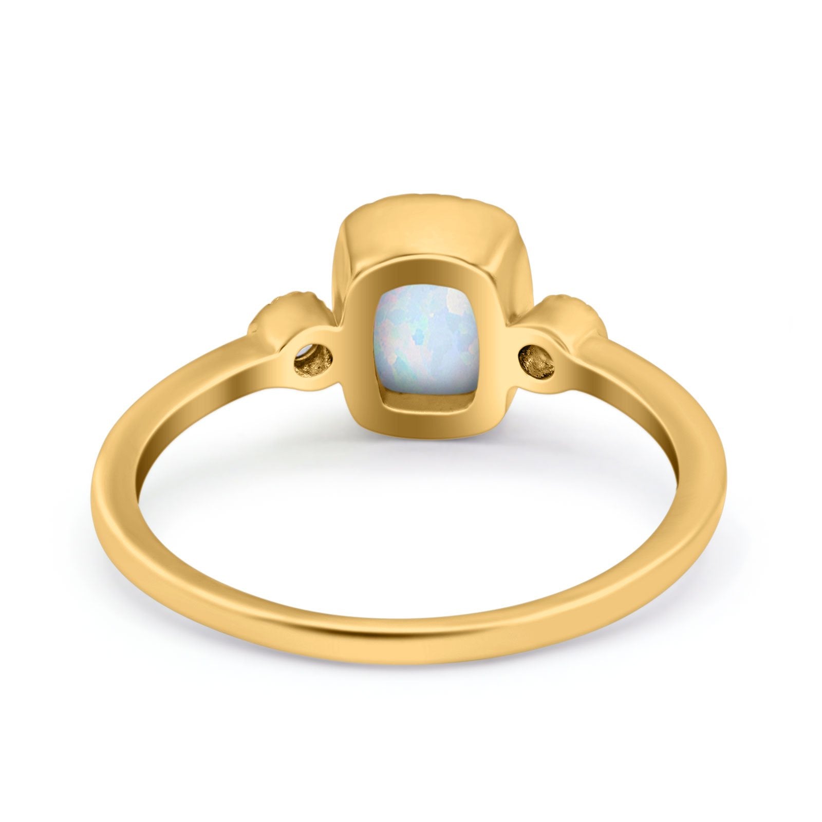 Emerald Cut Three Stone Lab Created Opal Ring Cubic Zirconia 925 Sterling Silver