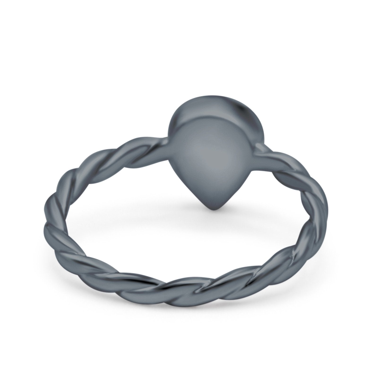 Teardrop Pear Lab Opal Braided Cable Solitaire Band Ring 925 Sterling Silver