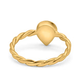 Teardrop Pear Lab Opal Braided Cable Solitaire Band Ring 925 Sterling Silver