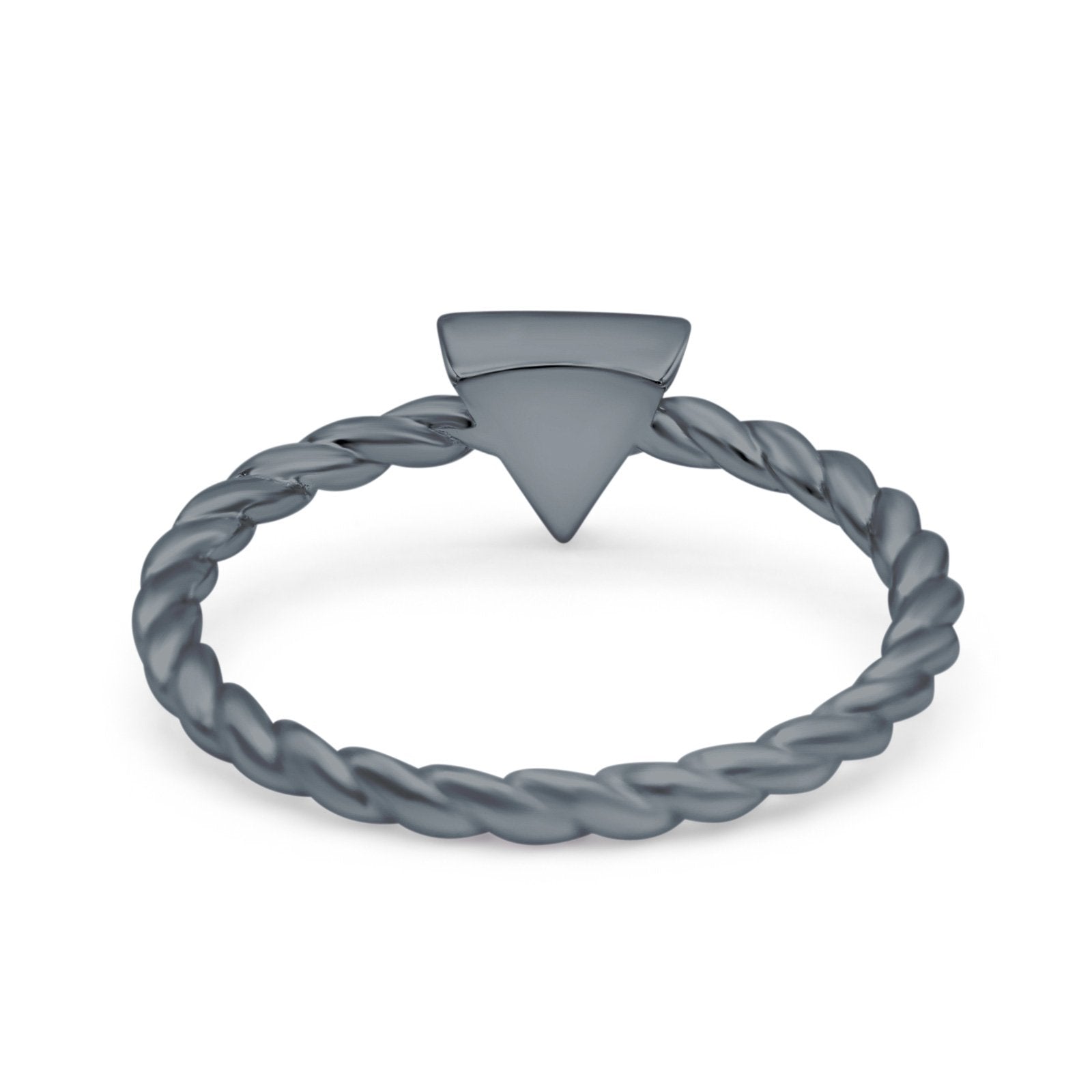 Triangle Lab White Opal Braided Cable Solitaire Band Ring 925 Sterling Silver