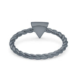 Triangle Lab White Opal Braided Cable Solitaire Band Ring 925 Sterling Silver