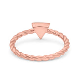 Triangle Lab White Opal Braided Cable Solitaire Band Ring 925 Sterling Silver