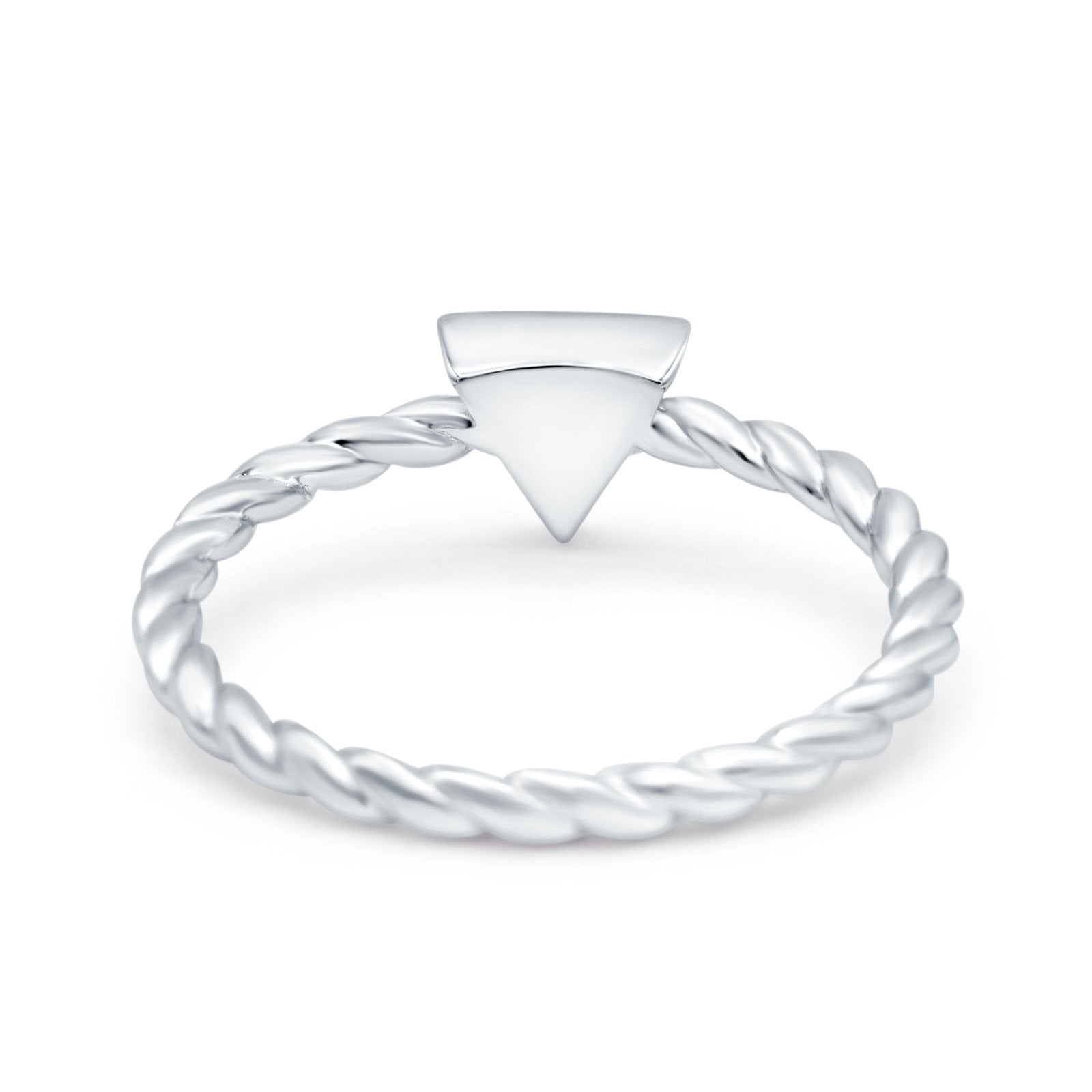 Triangle Lab White Opal Braided Cable Solitaire Band Ring 925 Sterling Silver