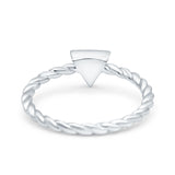 Triangle Lab White Opal Braided Cable Solitaire Band Ring 925 Sterling Silver