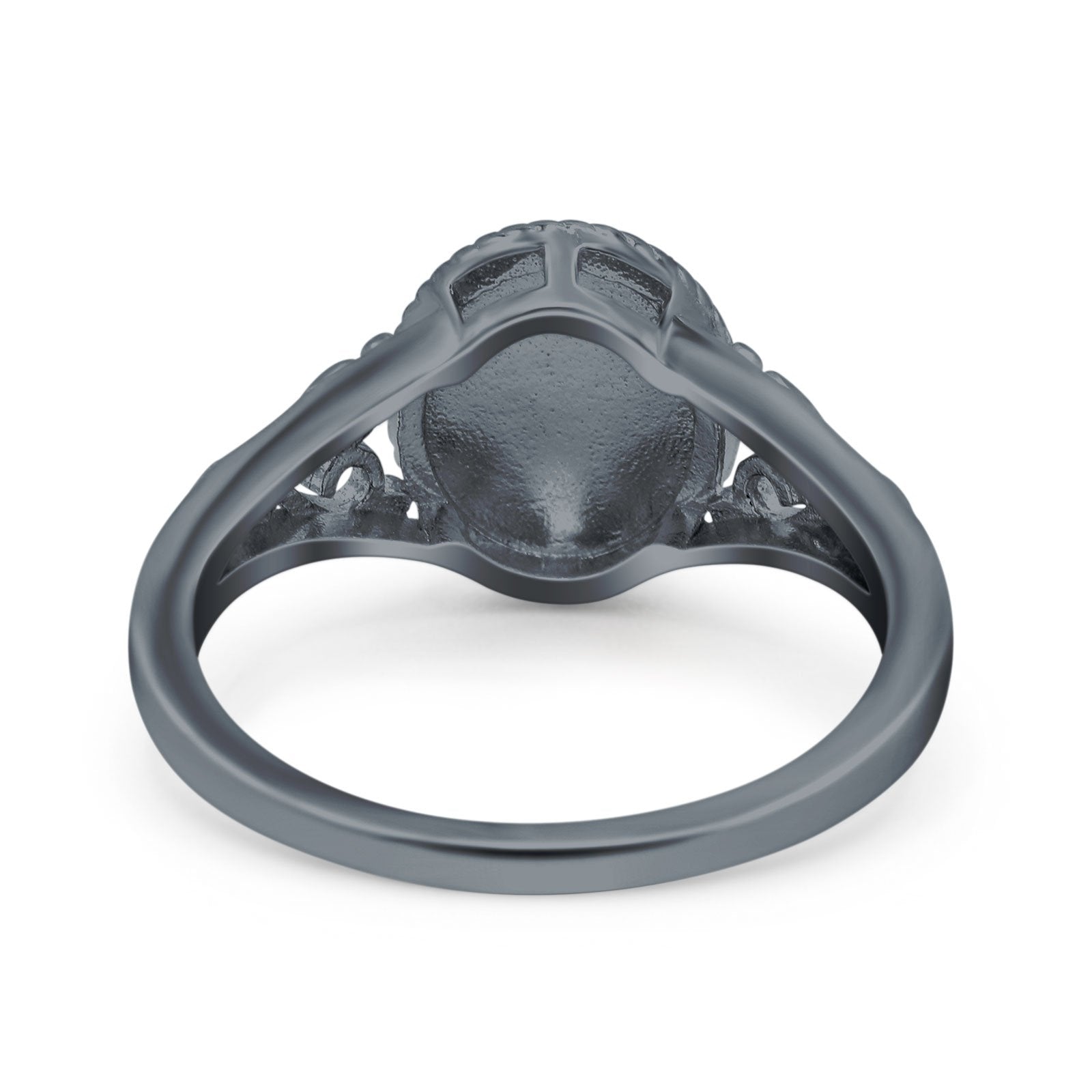 Solitaire Oval Lab Created Opal Wedding Ring Cubic Zirconia 925 Sterling Silver