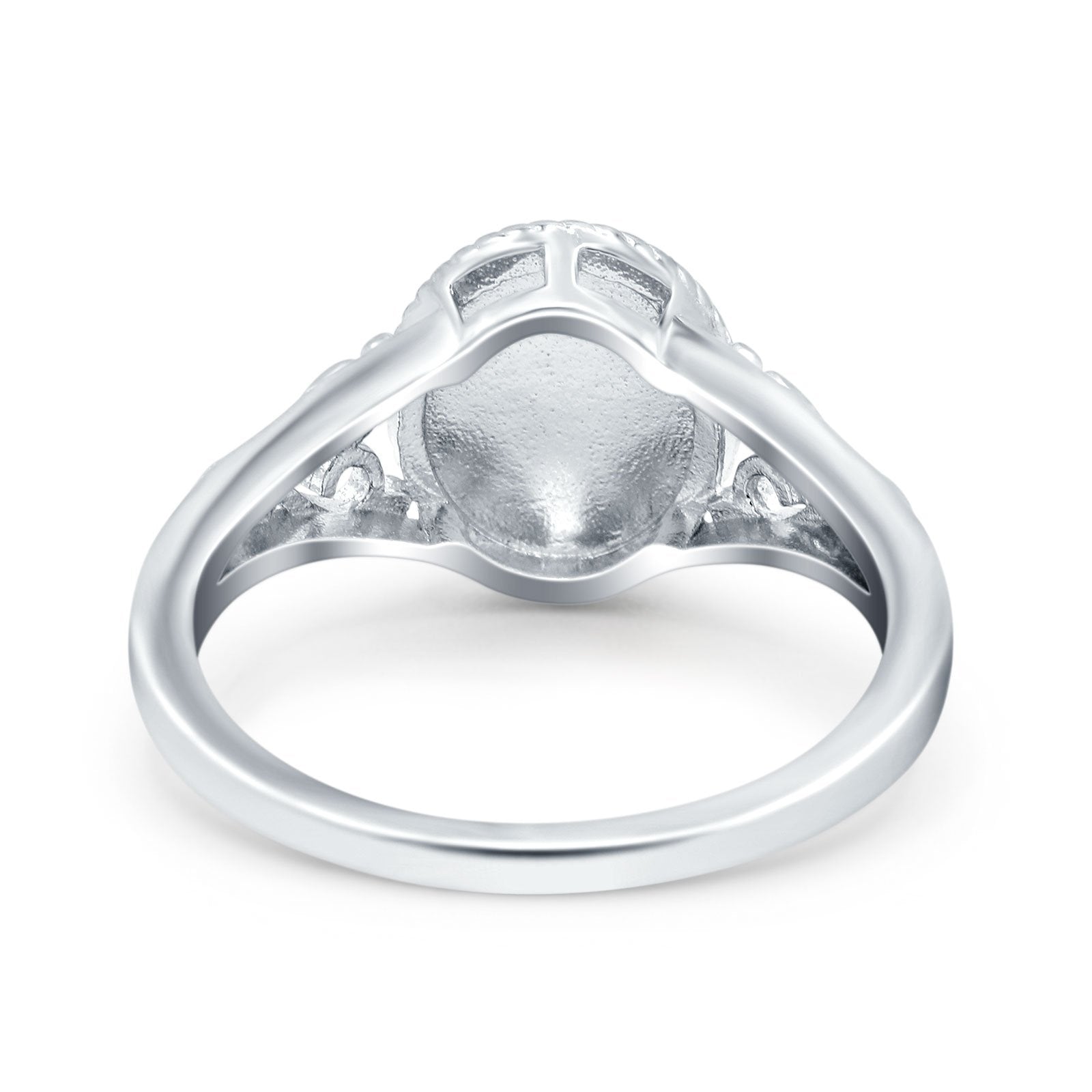 Solitaire Oval Lab Created Opal Wedding Ring Cubic Zirconia 925 Sterling Silver