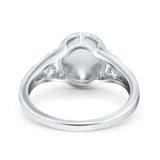 Solitaire Oval Lab Created Opal Wedding Ring Cubic Zirconia 925 Sterling Silver