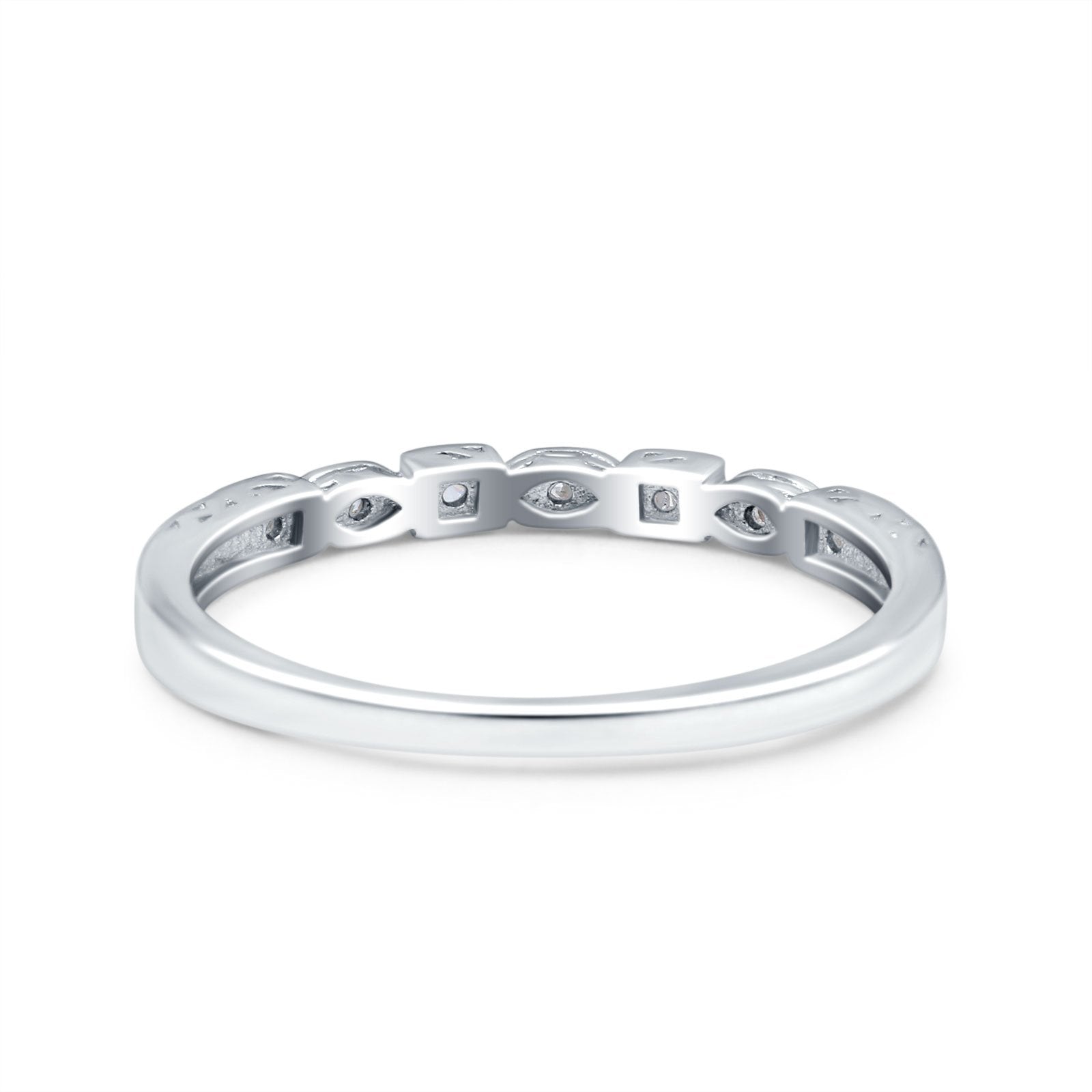 Half Eternity Ring Wedding Band Round Simulated Cubic Zirconia 925 Sterling Silver (2.6mm)