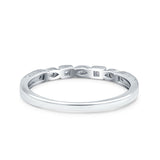 Half Eternity Ring Wedding Band Round Simulated Cubic Zirconia 925 Sterling Silver (2.6mm)