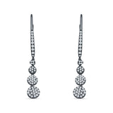 Dangle Drop Leverback Earrings Graduated Circles Cubic Zirconia 925 Sterling Silver