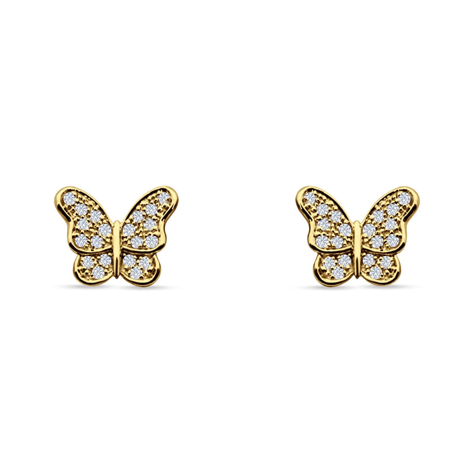 Butterfly Stud Earrings Cubic Zirconia 925 Sterling Silver