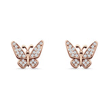 Minimalist Butterfly Stud Earrings Cubic Zirconia 925 Sterling Silver