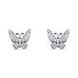 Minimalist Butterfly Stud Earrings Cubic Zirconia 925 Sterling Silver