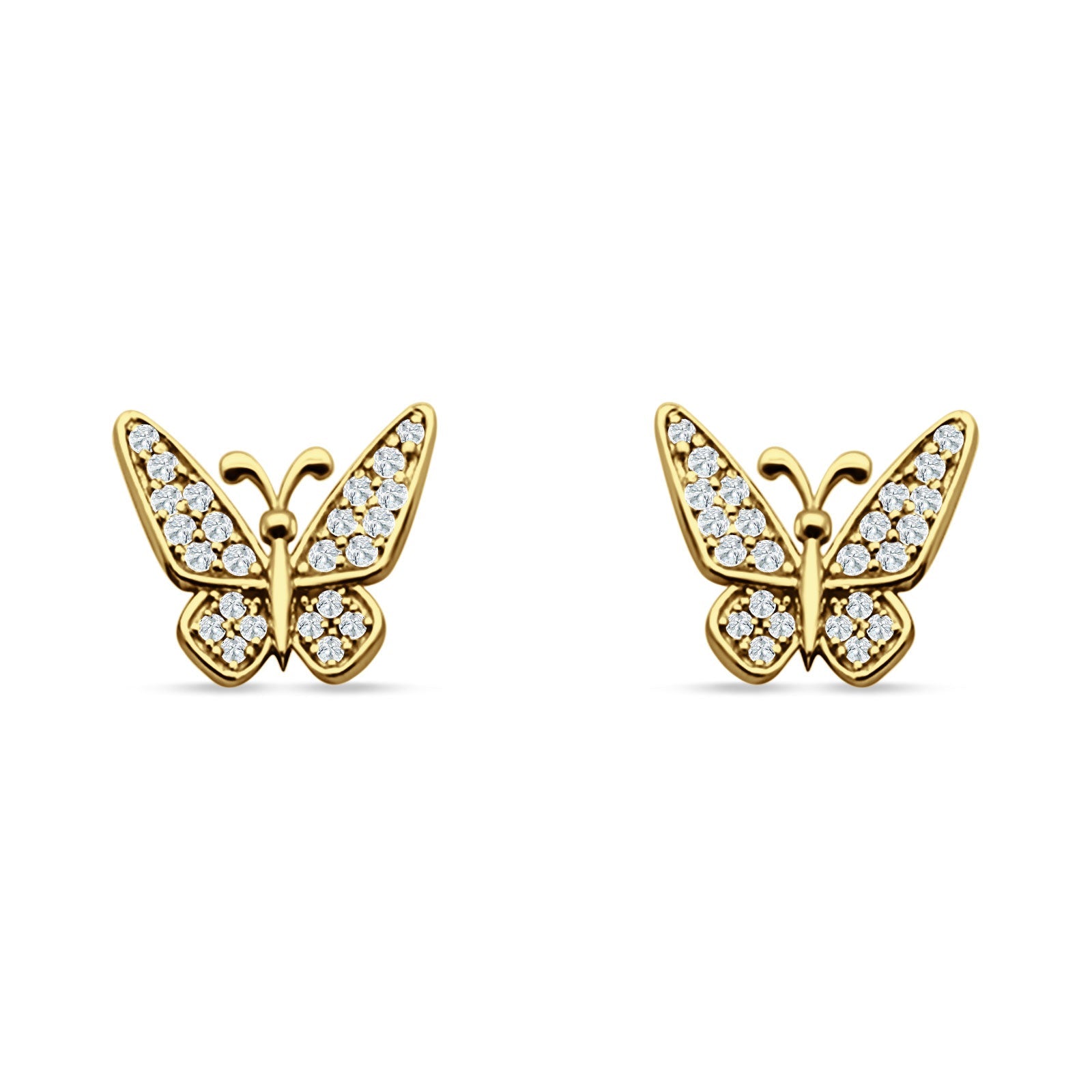 Minimalist Butterfly Stud Earrings Cubic Zirconia 925 Sterling Silver