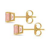 Solitaire Princess Cut Stud Earrings 925 Sterling Silver 3mm-9mm