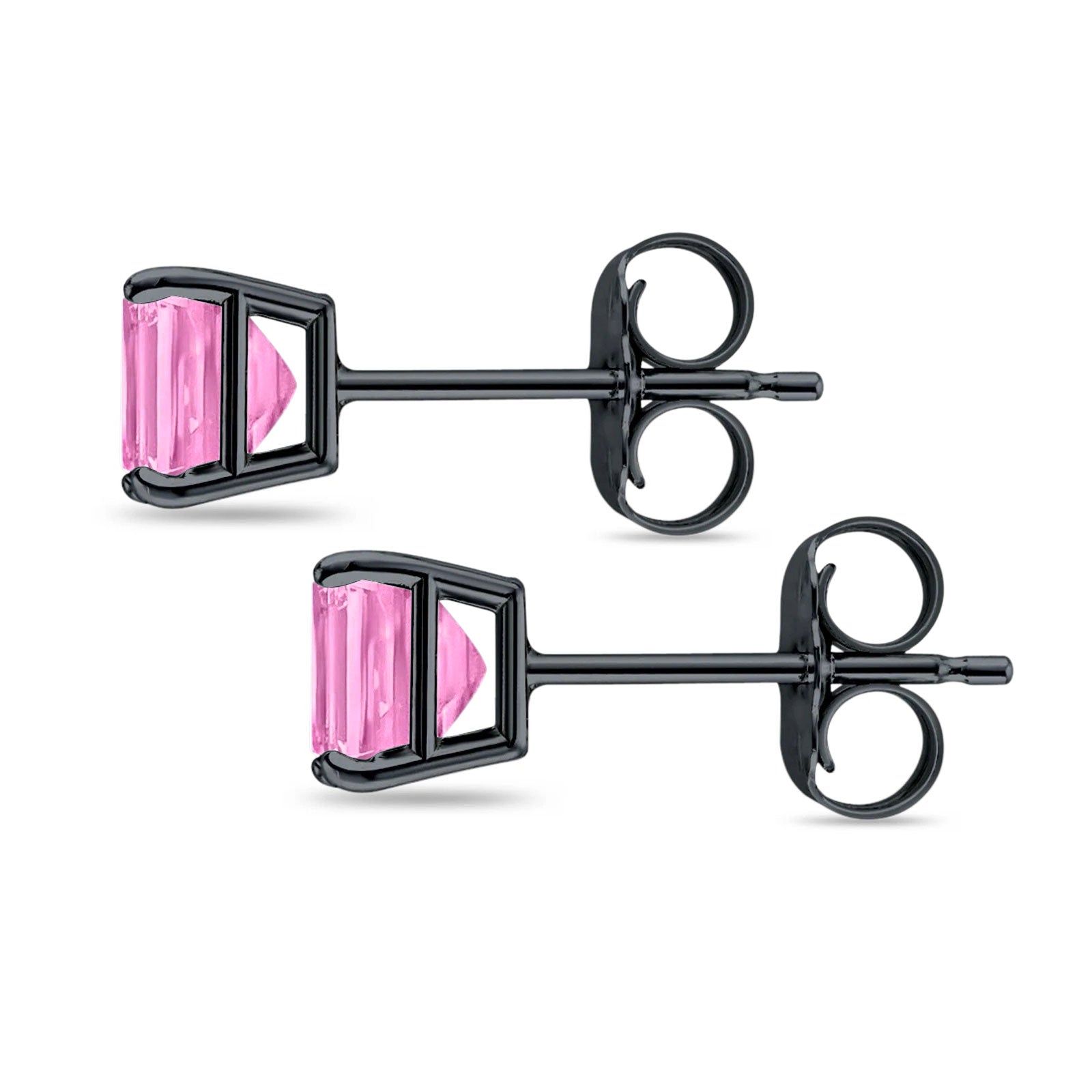 Solitaire Princess Cut Stud Earrings 925 Sterling Silver Size 3mm-9mm