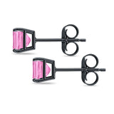 Solitaire Princess Cut Stud Earrings 925 Sterling Silver Size 3mm-9mm