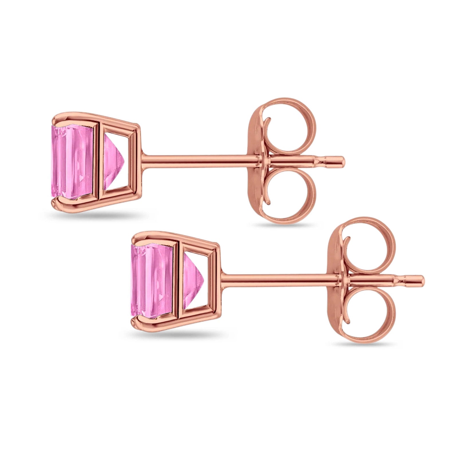 Solitaire Princess Cut Stud Earrings 925 Sterling Silver Size 3mm-9mm