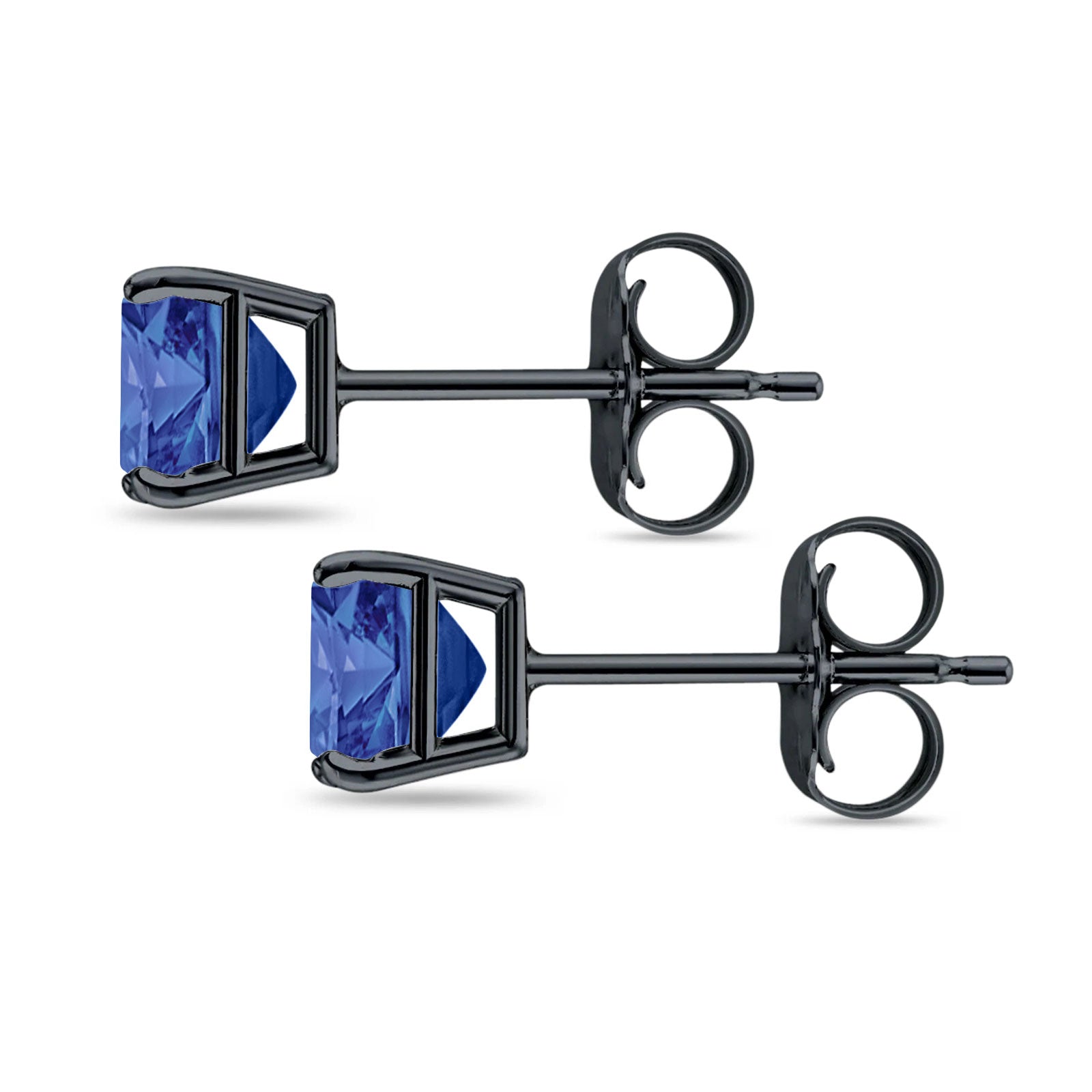 Solitaire Princess Cut Stud Earrings 925 Sterling Silver Size 3mm-9mm