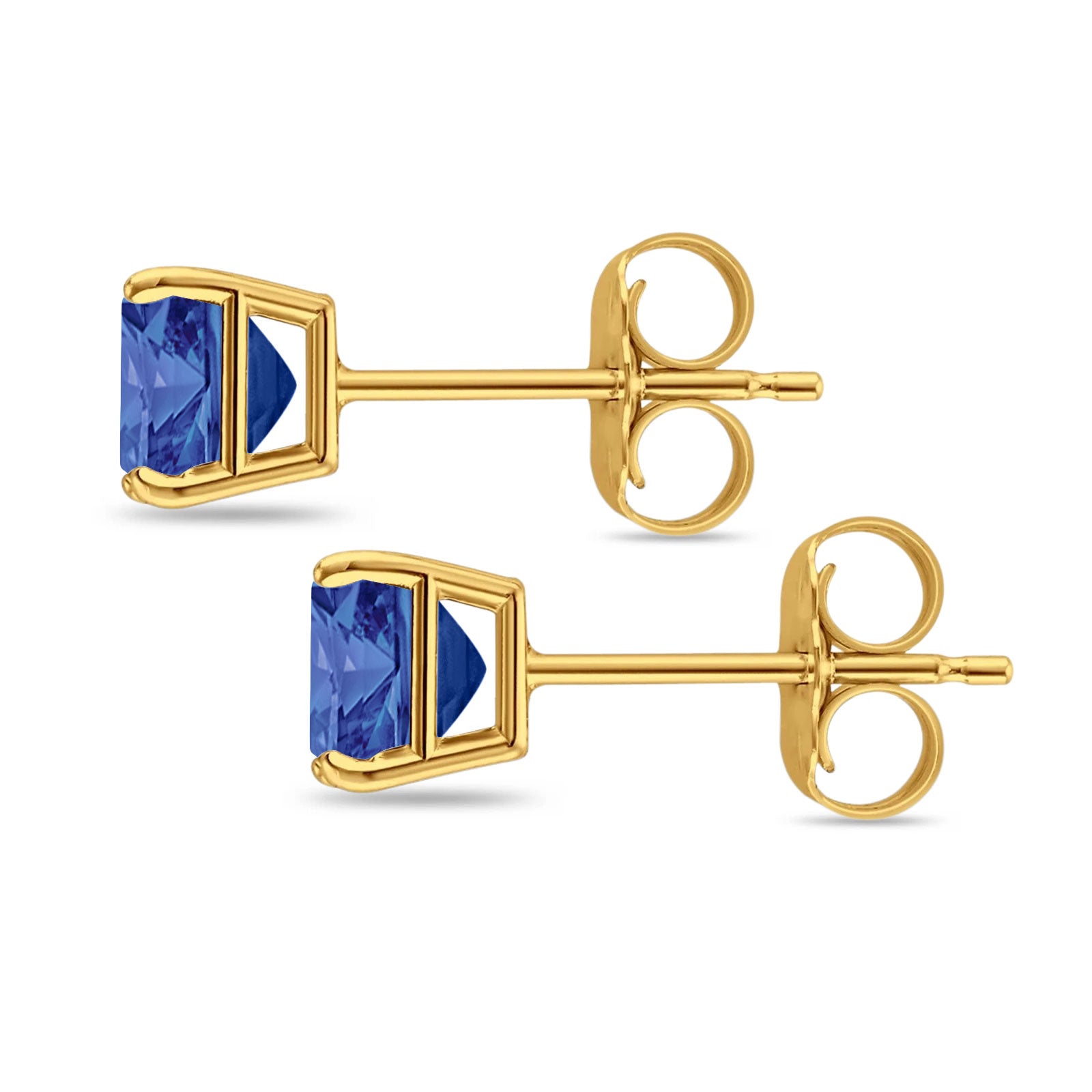 Solitaire Princess Cut Stud Earrings 925 Sterling Silver Size 3mm-9mm