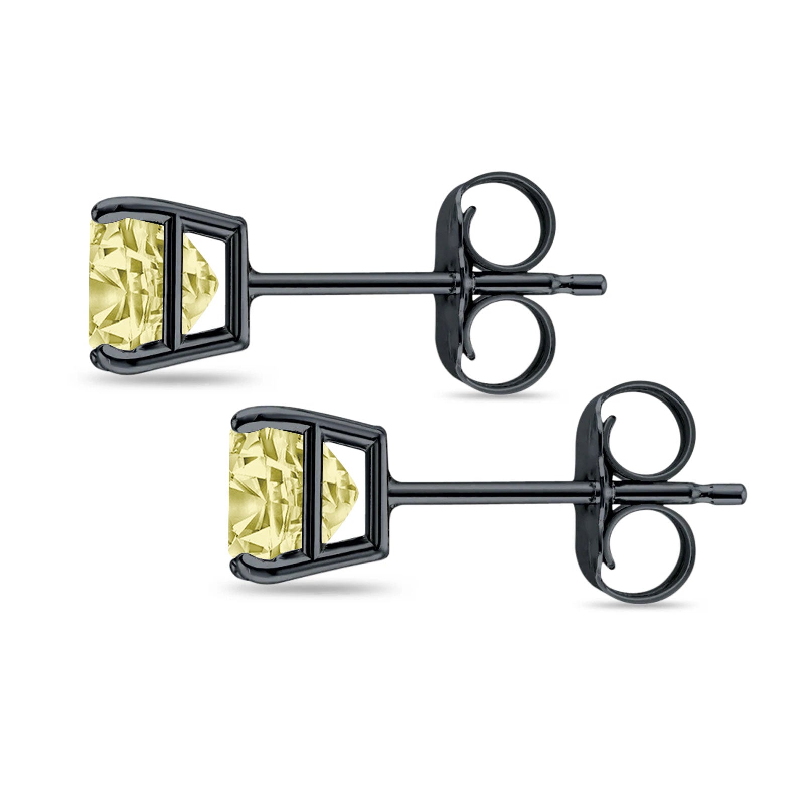 Solitaire Princess Cut Stud Earrings 925 Sterling Silver Size 3mm-9mm