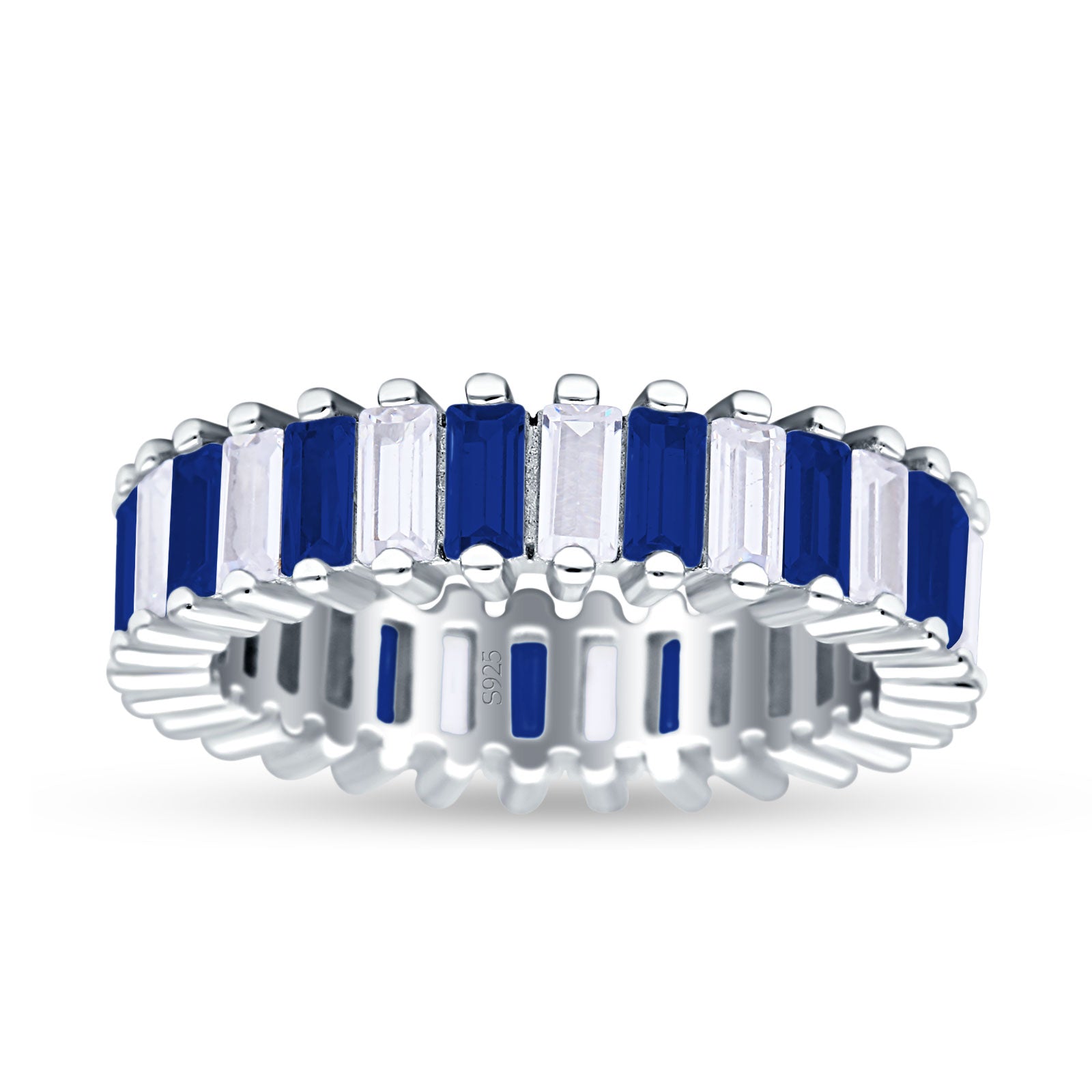 Emerald Cut Wedding Band Ring 6mm Cubic Zirconia 925 Sterling Silver