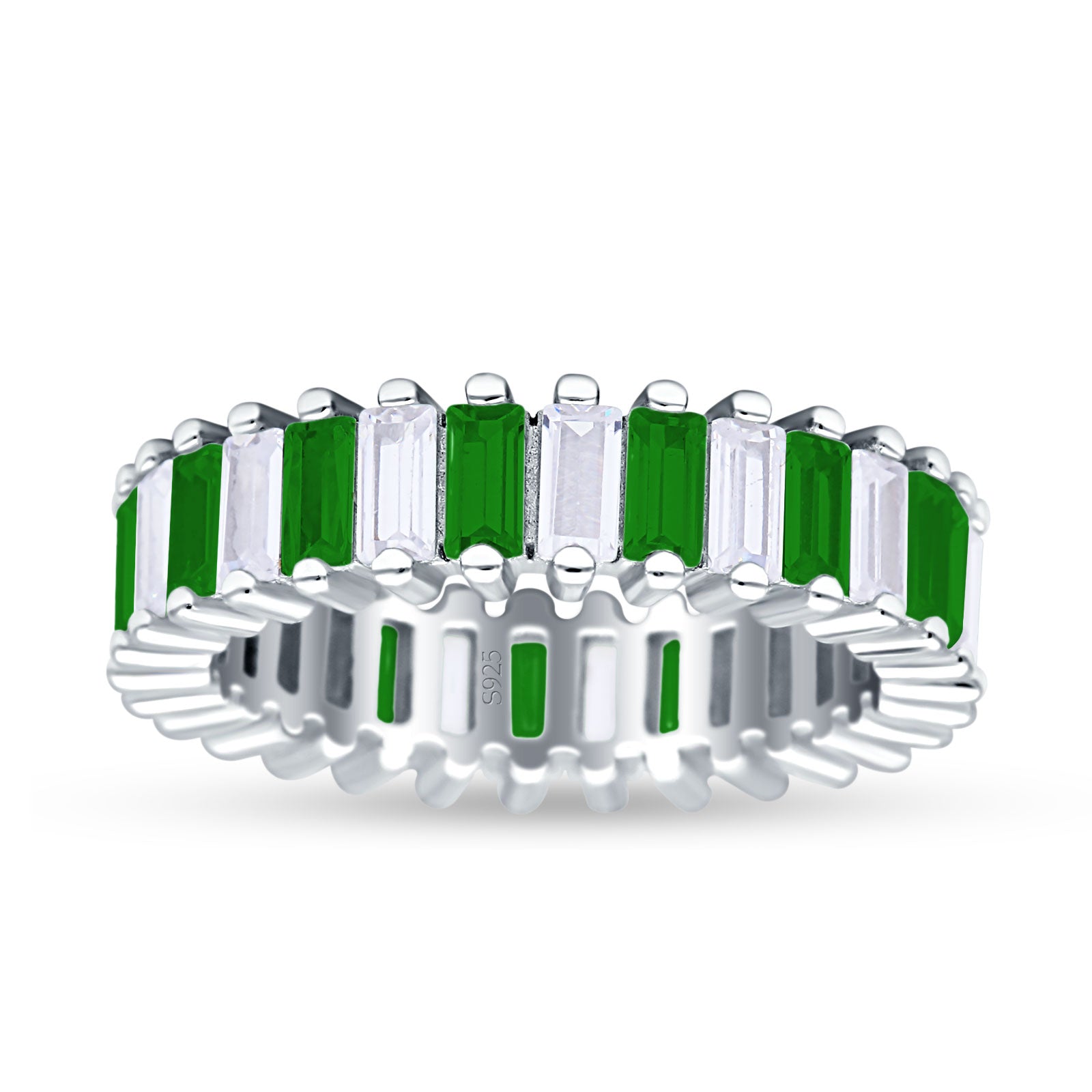 Emerald Cut Wedding Band Ring 6mm Cubic Zirconia 925 Sterling Silver