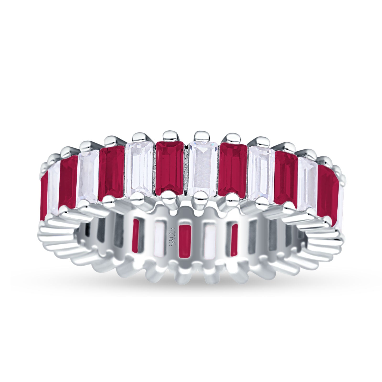 Emerald Cut Wedding Band Ring 6mm Cubic Zirconia 925 Sterling Silver