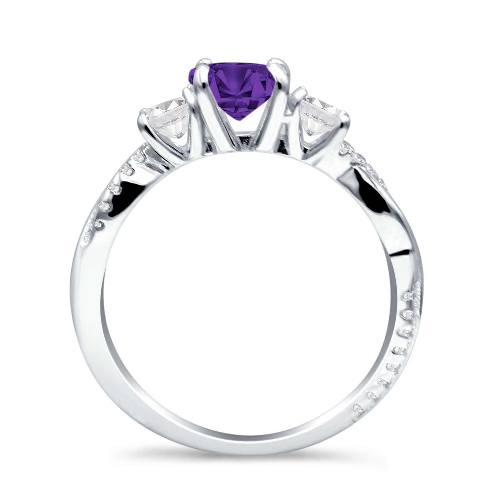 Infinity Round Three Stone Ring Cubic Zirconia 925 Sterling Silver