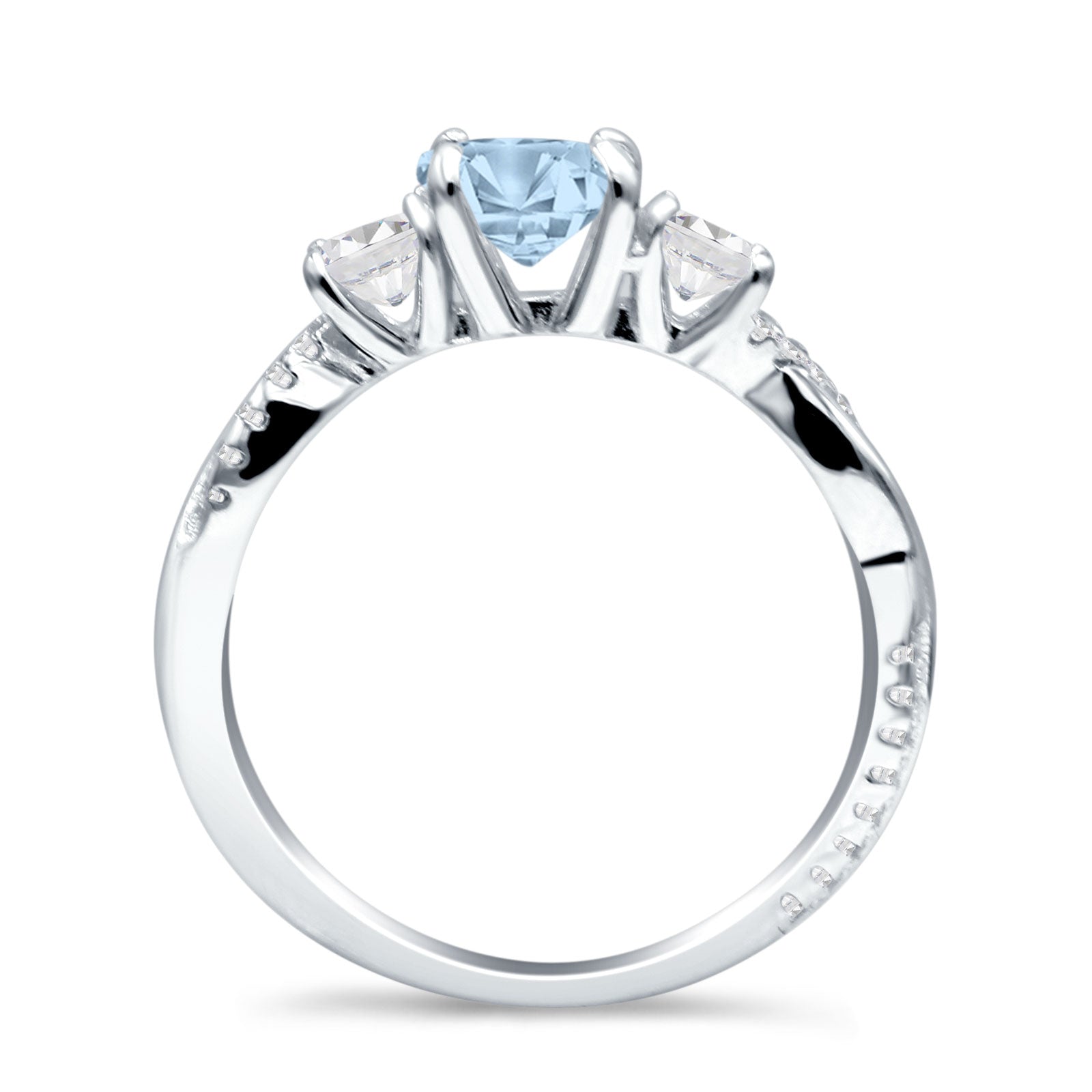 Infinity Round Three Stone Ring Cubic Zirconia 925 Sterling Silver