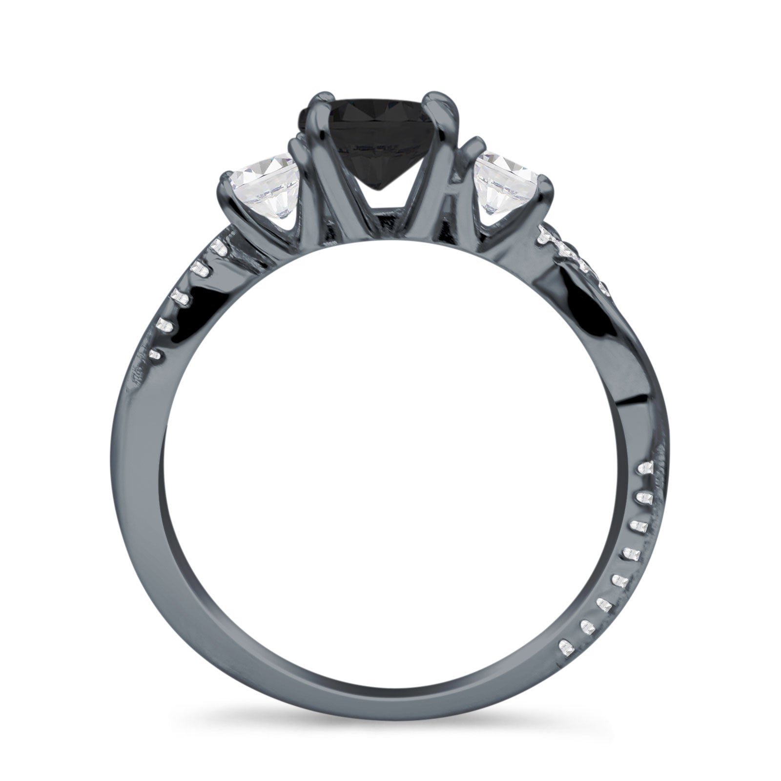 Infinity Round Three Stone Ring Cubic Zirconia 925 Sterling Silver