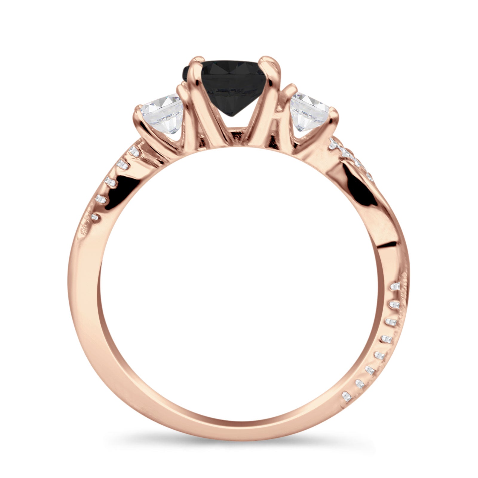 Infinity Round Three Stone Ring Cubic Zirconia 925 Sterling Silver