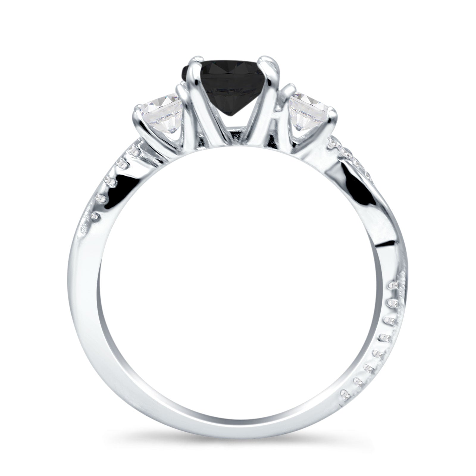 Infinity Round Three Stone Ring Cubic Zirconia 925 Sterling Silver