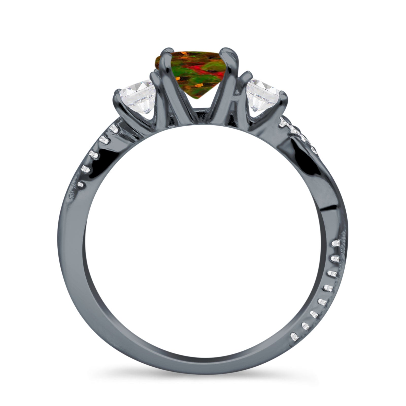 Infinity Round Three Stone Ring Cubic Zirconia 925 Sterling Silver