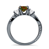 Infinity Round Three Stone Ring Cubic Zirconia 925 Sterling Silver