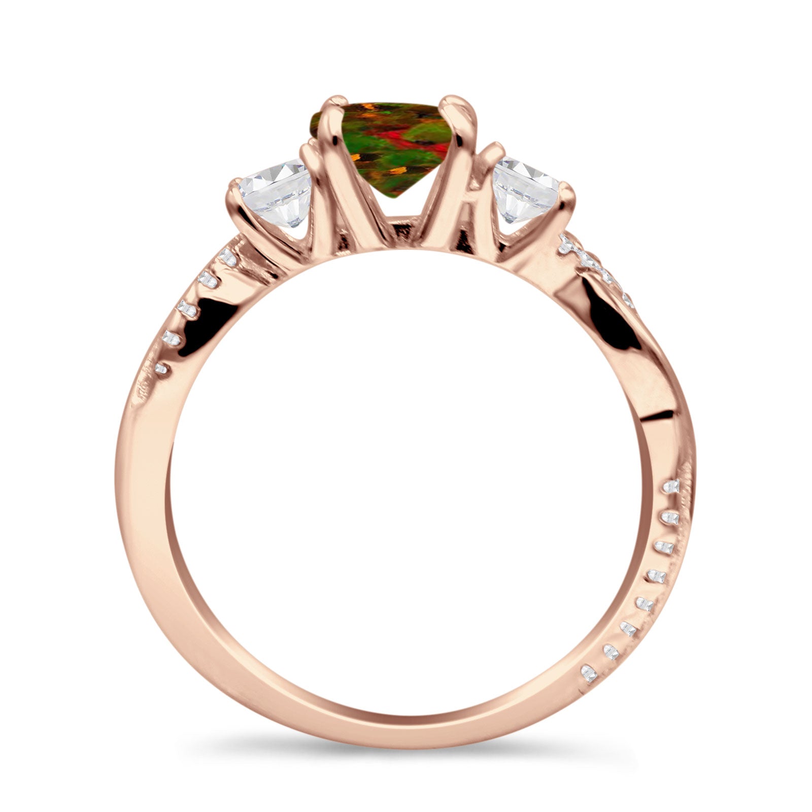 Infinity Round Three Stone Ring Cubic Zirconia 925 Sterling Silver