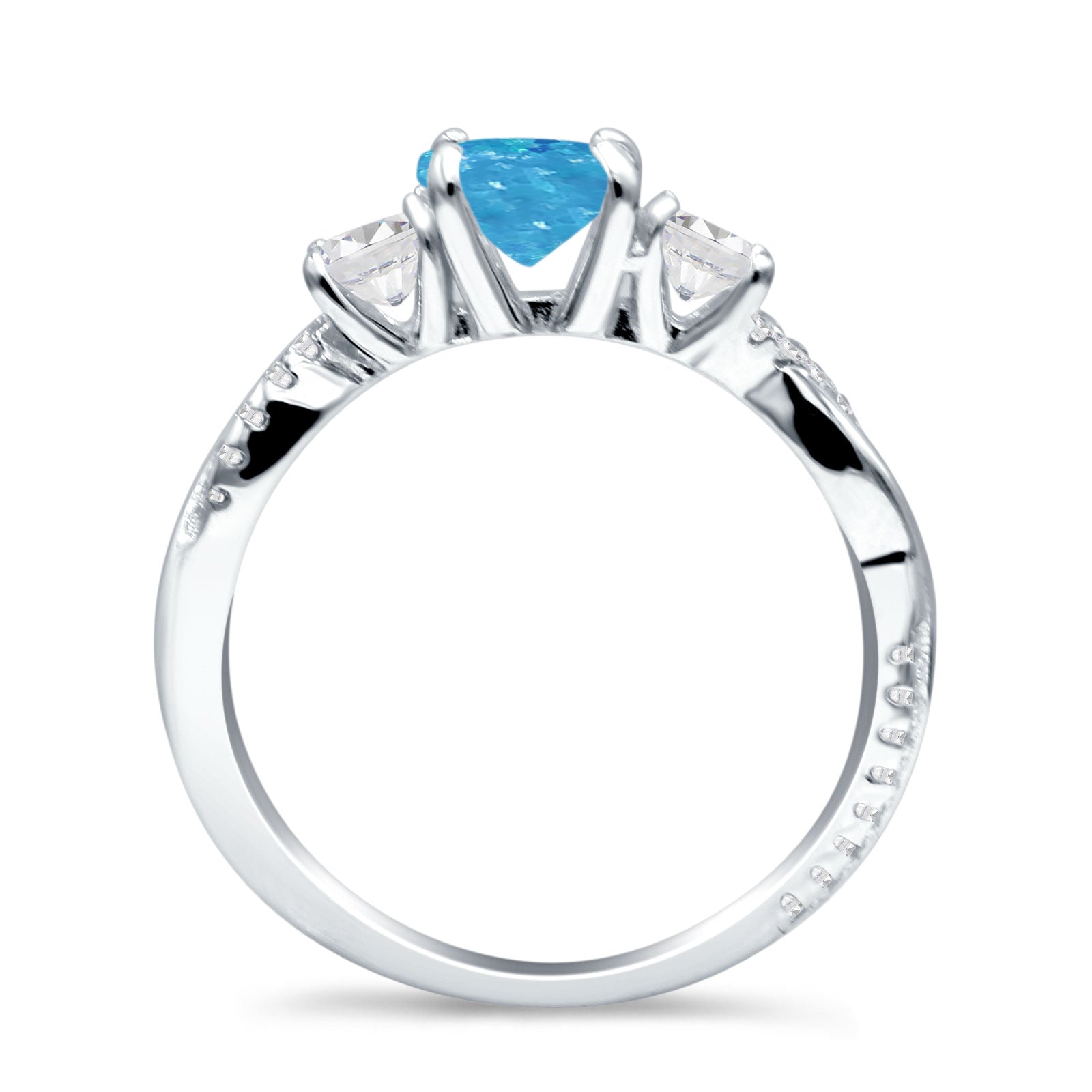 Infinity Round Three Stone Ring Cubic Zirconia 925 Sterling Silver